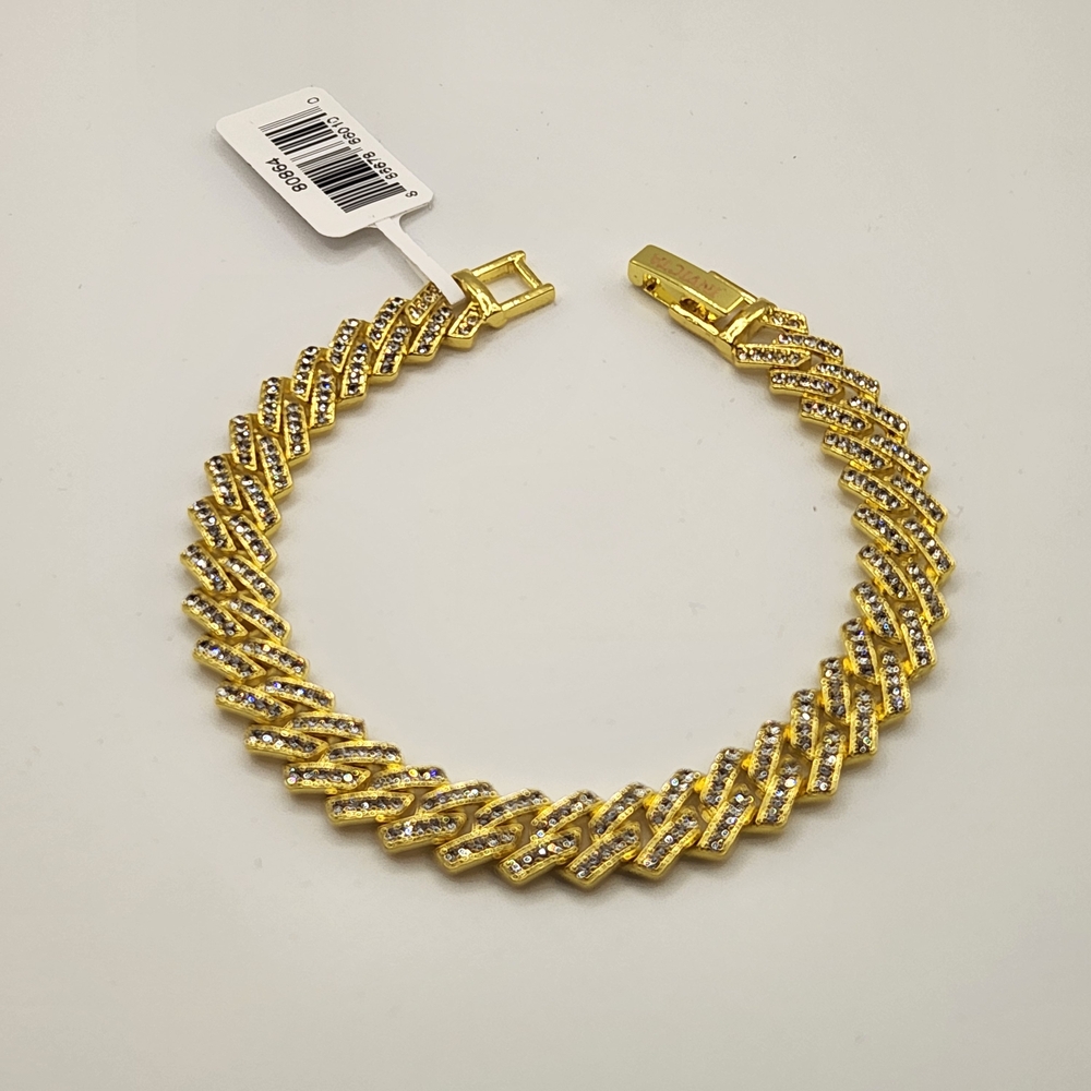 Invicta Elements Men's Iced Out Cuban Gold Tone Bracelet